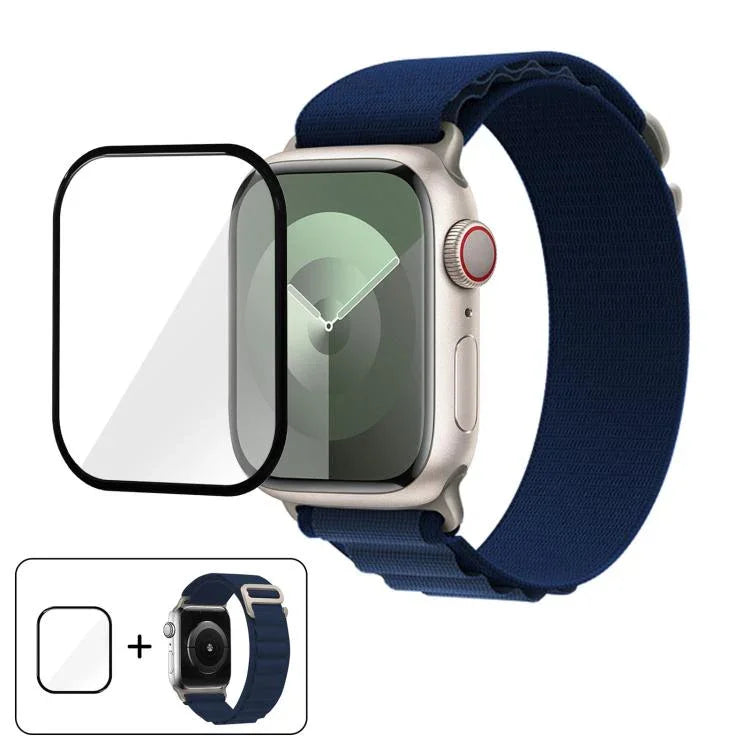 Nylon-Uhrenarmband mit Schnalle und 3D-gebogener Folie, für Apple Watch Series 44 mm
