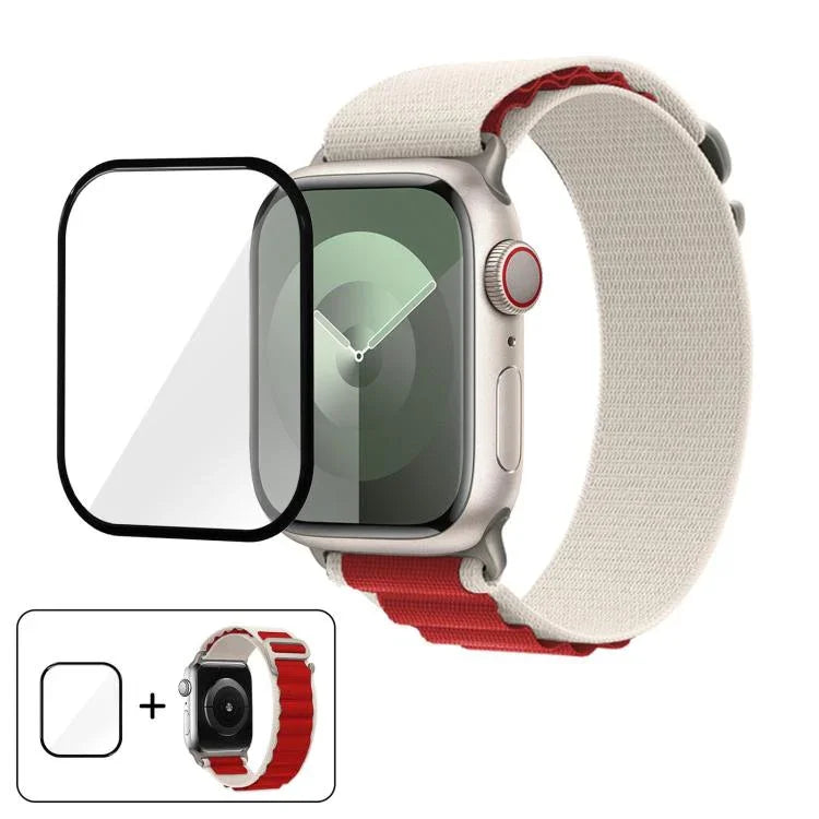 Nylon-Uhrenarmband mit Schnalle und 3D-gebogener Folie, für Apple Watch Series 45 mm