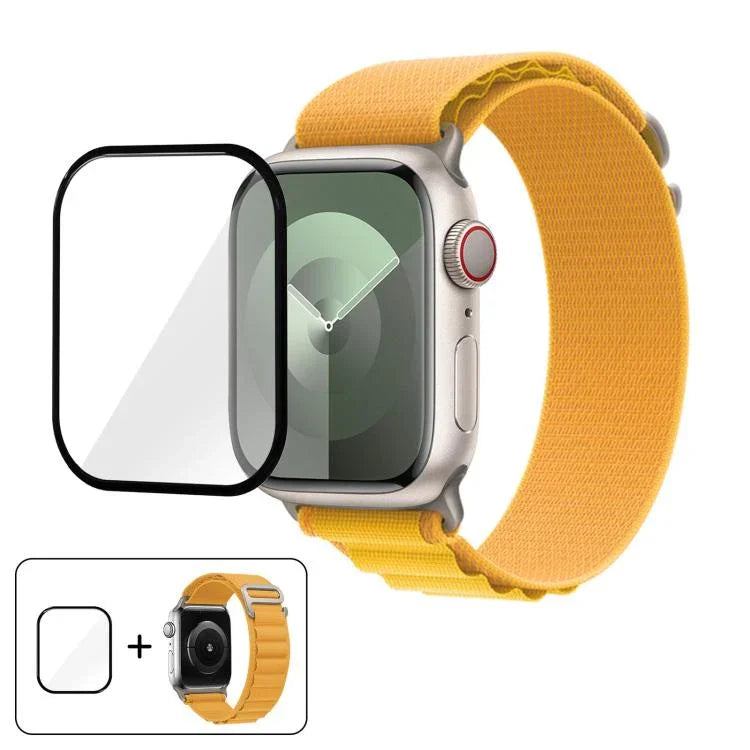Buckle Loop Nylon Watch Band with 3D Curved Film, For Apple Watch Series 45mm