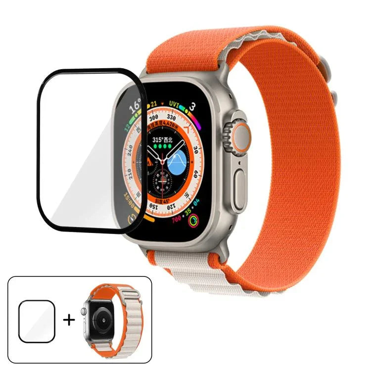 Nylon-Uhrenarmband mit Schnallenverschluss und 3D-gebogener Folie, für Apple Watch Ultra 2 / 1 49 mm