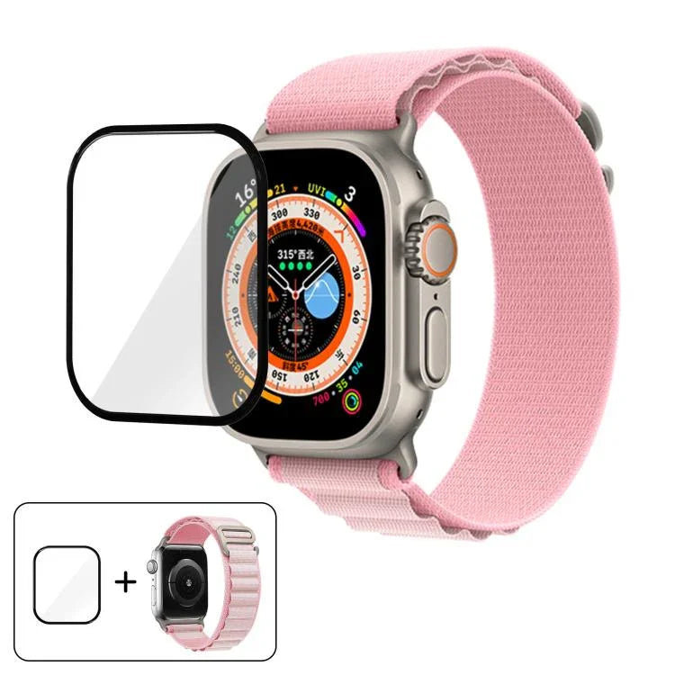 Nylon-Uhrenarmband mit Schnallenverschluss und 3D-gebogener Folie, für Apple Watch Ultra 2 / 1 49 mm
