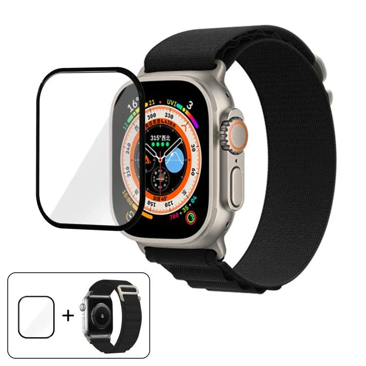 Nylon-Uhrenarmband mit Schnallenverschluss und 3D-gebogener Folie, für Apple Watch Ultra 2 / 1 49 mm