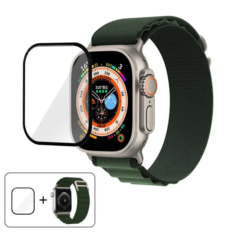Nylon-Uhrenarmband mit Schnallenverschluss und 3D-gebogener Folie, für Apple Watch Ultra 2 / 1 49 mm