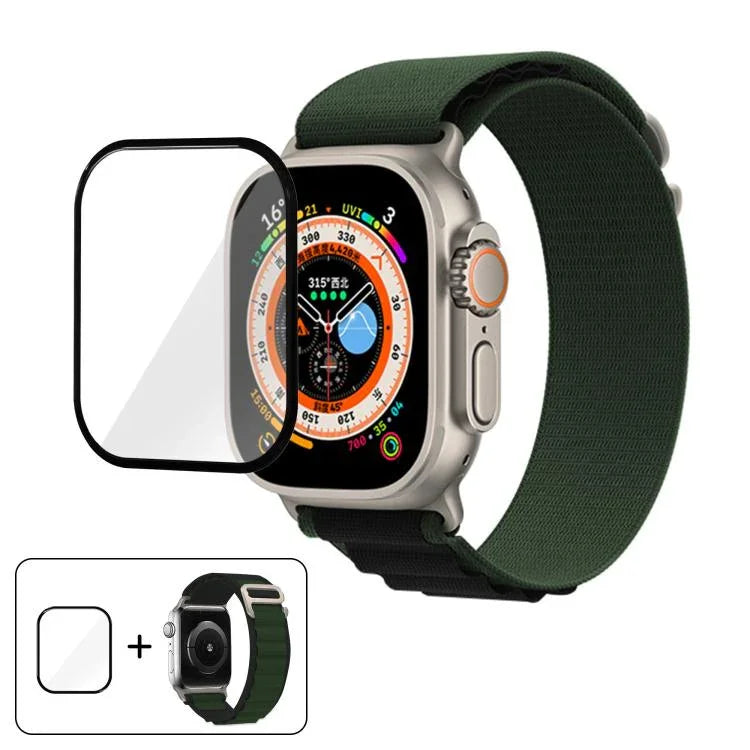 Nylon-Uhrenarmband mit Schnallenverschluss und 3D-gebogener Folie, für Apple Watch Ultra 2 / 1 49 mm