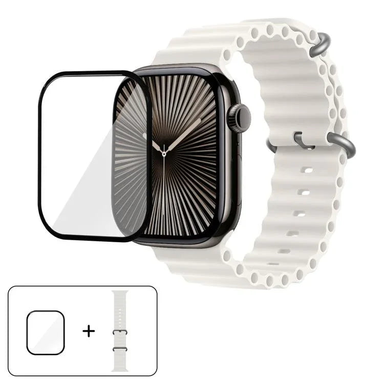 Ocean Silikon-Uhrenarmband mit 3D-gebogener Folie, für Apple Watch Series 40 mm, Apple Watch Ultra 2/1 49 mm, Apple Watch Series 45 mm