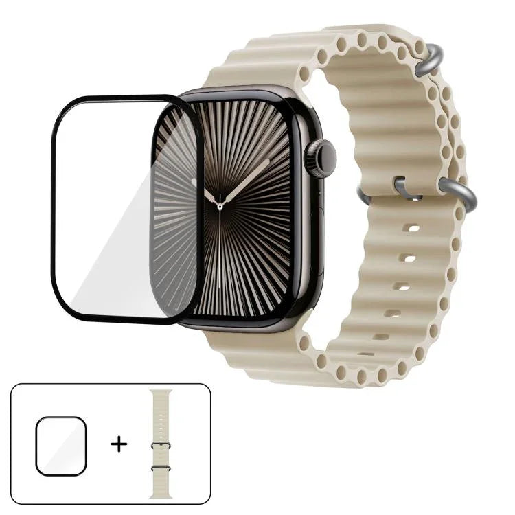 Ocean Silikon-Uhrenarmband mit 3D-gebogener Folie, für Apple Watch Series 40 mm, Apple Watch Ultra 2/1 49 mm, Apple Watch Series 45 mm