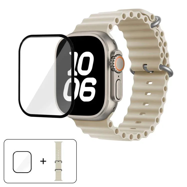 Ocean Silikon-Uhrenarmband mit 3D-gebogener Folie, für Apple Watch Series 40 mm, Apple Watch Ultra 2/1 49 mm, Apple Watch Series 45 mm