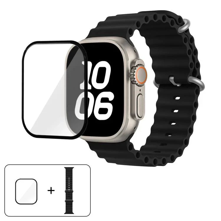 Ocean Silikon-Uhrenarmband mit 3D-gebogener Folie, für Apple Watch Series 40 mm, Apple Watch Ultra 2/1 49 mm, Apple Watch Series 45 mm