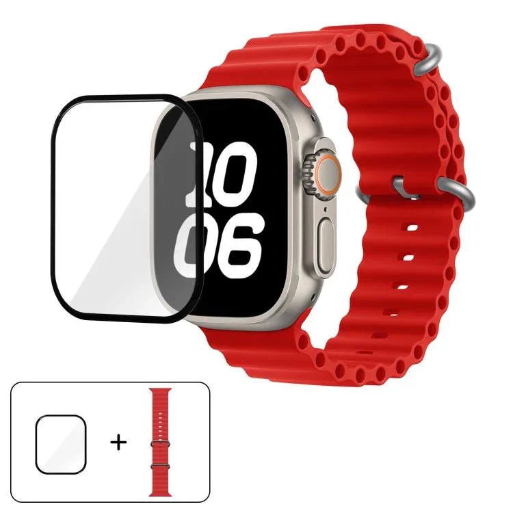 Ocean Silikon-Uhrenarmband mit 3D-gebogener Folie, für Apple Watch Series 40 mm, Apple Watch Ultra 2/1 49 mm, Apple Watch Series 45 mm