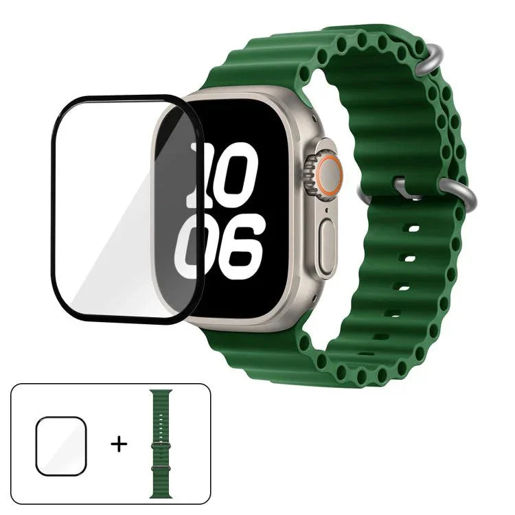 Ocean Silikon-Uhrenarmband mit 3D-gebogener Folie, für Apple Watch Series 40 mm, Apple Watch Ultra 2/1 49 mm, Apple Watch Series 45 mm