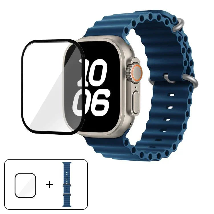 Ocean Silikon-Uhrenarmband mit 3D-gebogener Folie, für Apple Watch Series 40 mm, Apple Watch Ultra 2/1 49 mm, Apple Watch Series 45 mm