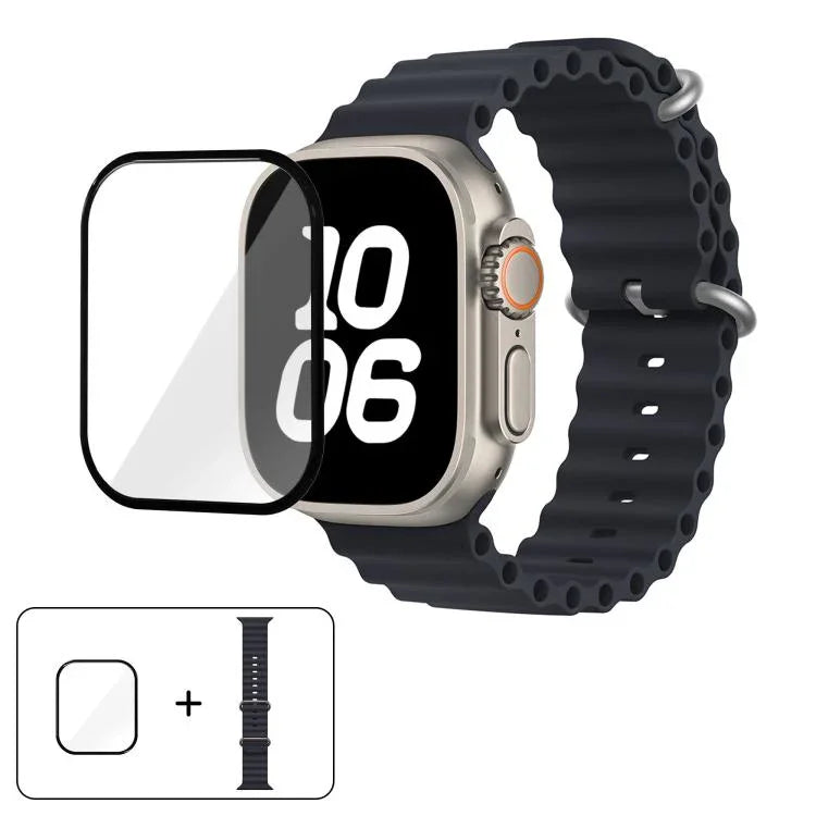 Ocean Silikon-Uhrenarmband mit 3D-gebogener Folie, für Apple Watch Series 40 mm, Apple Watch Ultra 2/1 49 mm, Apple Watch Series 45 mm