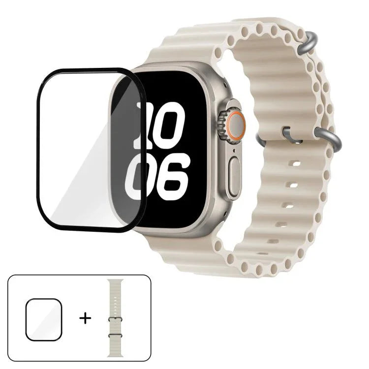 Ocean Silikon-Uhrenarmband mit 3D-gebogener Folie, für Apple Watch Series 40 mm, Apple Watch Ultra 2/1 49 mm, Apple Watch Series 45 mm