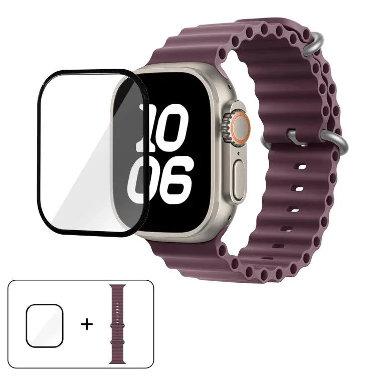 Ocean Silikon-Uhrenarmband mit 3D-gebogener Folie, für Apple Watch Series 40 mm, Apple Watch Ultra 2/1 49 mm, Apple Watch Series 45 mm