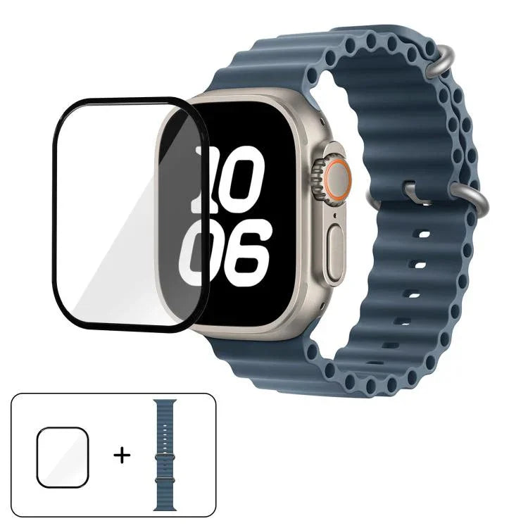 Ocean Silikon-Uhrenarmband mit 3D-gebogener Folie, für Apple Watch Series 40 mm, Apple Watch Ultra 2/1 49 mm, Apple Watch Series 45 mm