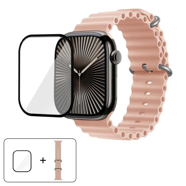 Ocean Silikon-Uhrenarmband mit 3D-gebogener Folie, für Apple Watch Series 41 mm, Apple Watch Series 38 mm und Apple Watch Series 42 mm