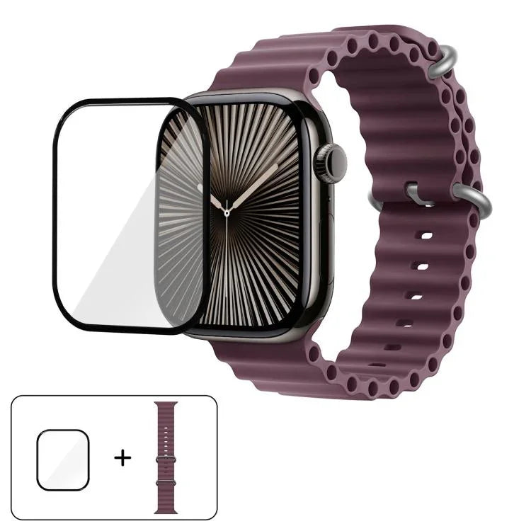 Ocean Silikon-Uhrenarmband mit 3D-gebogener Folie, für Apple Watch Series 41 mm, Apple Watch Series 38 mm und Apple Watch Series 42 mm