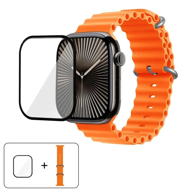 Ocean Silikon-Uhrenarmband mit 3D-gebogener Folie, für Apple Watch Series 41 mm, Apple Watch Series 38 mm und Apple Watch Series 42 mm