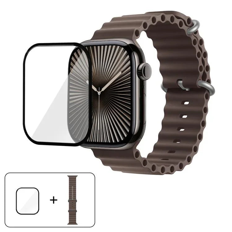 Ocean Silikon-Uhrenarmband mit 3D-gebogener Folie, für Apple Watch Series 41 mm, Apple Watch Series 38 mm und Apple Watch Series 42 mm