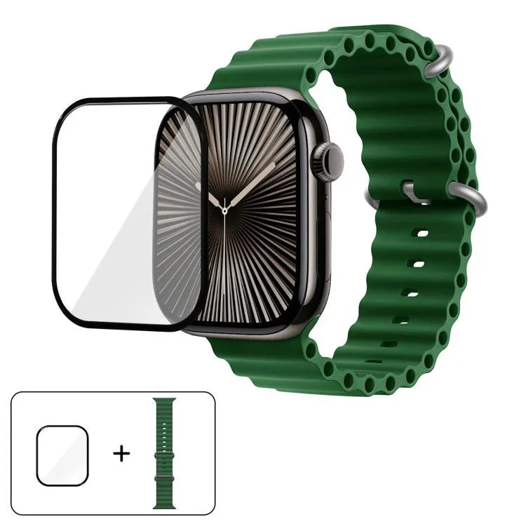 Ocean Silikon-Uhrenarmband mit 3D-gebogener Folie, für Apple Watch Series 41 mm, Apple Watch Series 38 mm und Apple Watch Series 42 mm