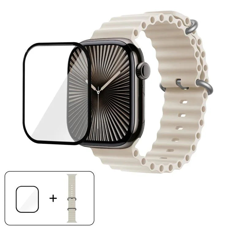 Ocean Silikon-Uhrenarmband mit 3D-gebogener Folie, für Apple Watch Series 41 mm, Apple Watch Series 38 mm und Apple Watch Series 42 mm