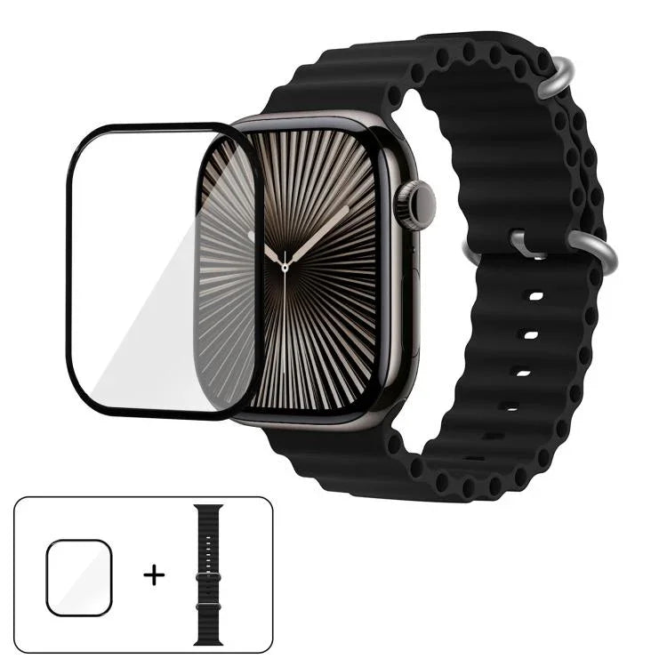 Ocean Silikon-Uhrenarmband mit 3D-gebogener Folie, für Apple Watch Series 41 mm, Apple Watch Series 38 mm und Apple Watch Series 42 mm