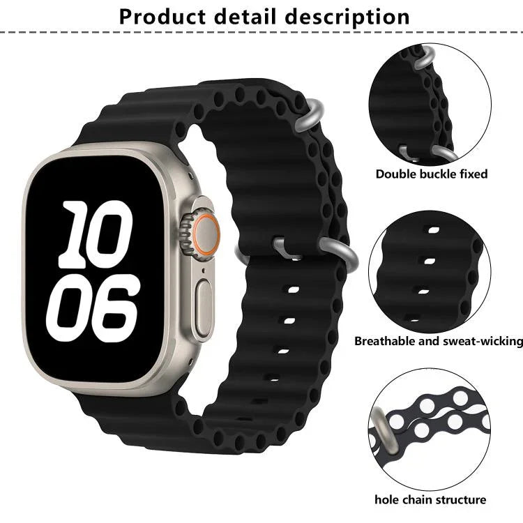 Ocean Silikon-Uhrenarmband mit 3D-gebogener Folie, für Apple Watch Series 40 mm, Apple Watch Ultra 2/1 49 mm, Apple Watch Series 45 mm
