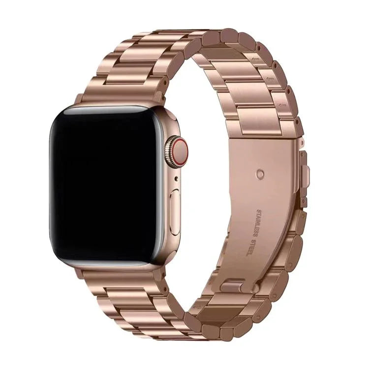 Dreireihiges Edelstahl-Uhrenarmband mit 3D-gebogener Folie, für Apple Watch Series 42 mm