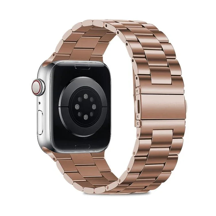 Dreireihiges Edelstahl-Uhrenarmband mit 3D-gebogener Folie, für Apple Watch Series 42 mm