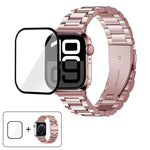 Dreireihiges Edelstahl-Uhrenarmband mit 3D-gebogener Folie, für Apple Watch Series 42 mm