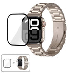 Dreireihiges Edelstahl-Uhrenarmband mit 3D-gebogener Folie, für Apple Watch Series 42 mm