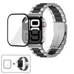 Dreireihiges Edelstahl-Uhrenarmband mit 3D-gebogener Folie, für Apple Watch Series 42 mm
