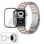 Dreireihiges Edelstahl-Uhrenarmband mit 3D-gebogener Folie, für Apple Watch Series 42 mm