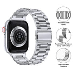 Dreireihiges Edelstahl-Uhrenarmband mit 3D-gebogener Folie, für Apple Watch Series 42 mm