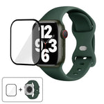 Silikon-Uhrenarmband mit Schmetterlingsverschluss und 3D-gebogener Folie, für Apple Watch Series 10 (46 mm), Apple Watch Series 10 (42 mm) und Apple Watch Series 10 (44 mm)