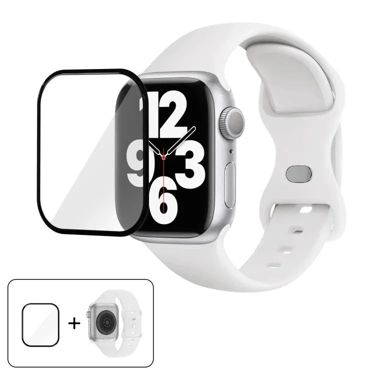 Silikon-Uhrenarmband mit Schmetterlingsverschluss und 3D-gebogener Folie, für Apple Watch Series 40 mm, Apple Watch Ultra 2/1 49 mm und Apple Watch Series 45 mm