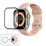 Silikon-Uhrenarmband mit Schmetterlingsverschluss und 3D-gebogener Folie, für Apple Watch Series 40 mm, Apple Watch Ultra 2/1 49 mm und Apple Watch Series 45 mm