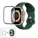 Silikon-Uhrenarmband mit Schmetterlingsverschluss und 3D-gebogener Folie, für Apple Watch Series 40 mm, Apple Watch Ultra 2/1 49 mm und Apple Watch Series 45 mm