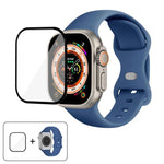 Silikon-Uhrenarmband mit Schmetterlingsverschluss und 3D-gebogener Folie, für Apple Watch Series 40 mm, Apple Watch Ultra 2/1 49 mm und Apple Watch Series 45 mm