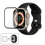 Silikon-Uhrenarmband mit Schmetterlingsverschluss und 3D-gebogener Folie, für Apple Watch Series 40 mm, Apple Watch Ultra 2/1 49 mm und Apple Watch Series 45 mm
