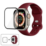 Silikon-Uhrenarmband mit Schmetterlingsverschluss und 3D-gebogener Folie, für Apple Watch Series 40 mm, Apple Watch Ultra 2/1 49 mm und Apple Watch Series 45 mm