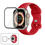 Silikon-Uhrenarmband mit Schmetterlingsverschluss und 3D-gebogener Folie, für Apple Watch Series 40 mm, Apple Watch Ultra 2/1 49 mm und Apple Watch Series 45 mm