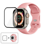 Silikon-Uhrenarmband mit Schmetterlingsverschluss und 3D-gebogener Folie, für Apple Watch Series 40 mm, Apple Watch Ultra 2/1 49 mm und Apple Watch Series 45 mm