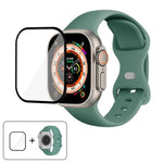 Silikon-Uhrenarmband mit Schmetterlingsverschluss und 3D-gebogener Folie, für Apple Watch Series 40 mm, Apple Watch Ultra 2/1 49 mm und Apple Watch Series 45 mm
