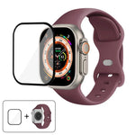 Silikon-Uhrenarmband mit Schmetterlingsverschluss und 3D-gebogener Folie, für Apple Watch Series 40 mm, Apple Watch Ultra 2/1 49 mm und Apple Watch Series 45 mm