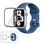 Silikon-Uhrenarmband mit Schmetterlingsverschluss und 3D-gebogener Folie, für Apple Watch Series 41 mm, Apple Watch Series 38 mm und Apple Watch Series 42 mm
