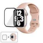 Silikon-Uhrenarmband mit Schmetterlingsverschluss und 3D-gebogener Folie, für Apple Watch Series 41 mm, Apple Watch Series 38 mm und Apple Watch Series 42 mm