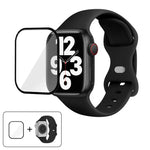 Silikon-Uhrenarmband mit Schmetterlingsverschluss und 3D-gebogener Folie, für Apple Watch Series 41 mm, Apple Watch Series 38 mm und Apple Watch Series 42 mm
