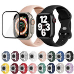 Silikon-Uhrenarmband mit Schmetterlingsverschluss und 3D-gebogener Folie, für Apple Watch Series 40 mm, Apple Watch Ultra 2/1 49 mm und Apple Watch Series 45 mm