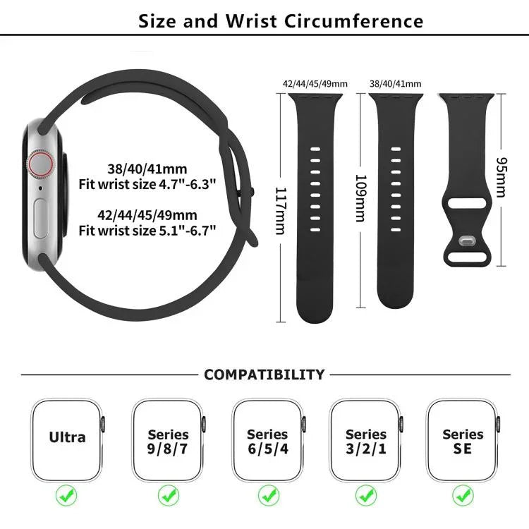Silikon-Uhrenarmband mit Schmetterlingsverschluss und 3D-gebogener Folie, für Apple Watch Series 10 (46 mm), Apple Watch Series 10 (42 mm) und Apple Watch Series 10 (44 mm)